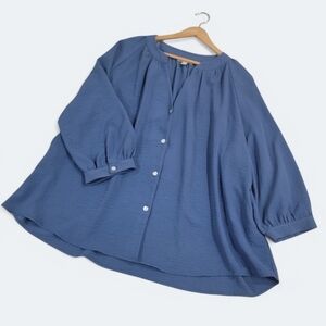 Como Blue Women's Blue Button-Up Top Size 3X